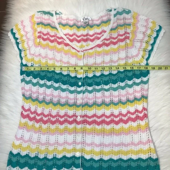 Vintage Lilly Pulitzer Crochet Sweater Cardigan Womens Size Large Beach EUC - Picture 6 of 9